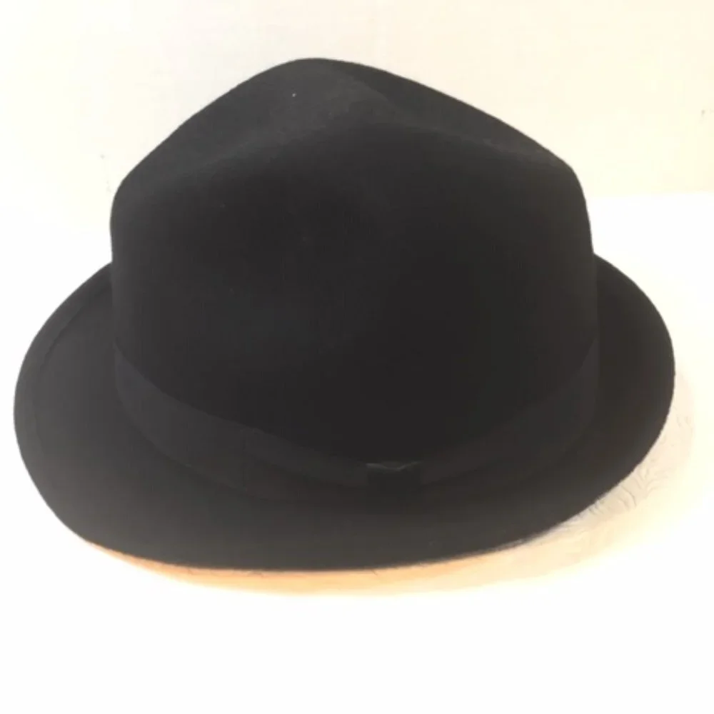 Dockers Stylish Black Wool Hat w/ Grosgrain Ribbon S/M